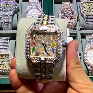 VVS Moissanite Watch Aangepast Diamond Hip Hop Mechanische GIA -gecertificeerde volledige witgouden automatische horloges voor mannen