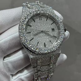 VVS-versie Nieuwe Moissanite herenhorloges Automatische zilveren diamanten pass-test Topkwaliteit ETA uurwerk 904L roestvrij staal iced out saffier