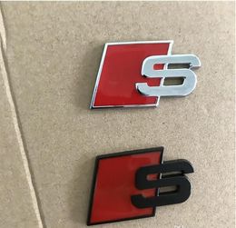 VW S Logo Sline embleem badge auto sticker S6 voor voor achter kofferbak deur zijkant fit TT metalen Quattro Audi A4 SQ5 rode S7 zwarte accessoires Klbxa