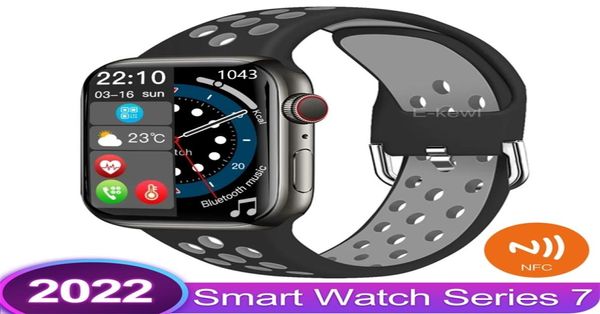 VWAR DT7 Plus Smart Watch Series 7 Dos botones NFC GPS Tracker Bluetooth Call Women Women 45mm Smartwatch 2022 para iOS Android4675242