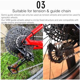 Vxm Bicycle Ceramics Derilleur 11T 12T 13T 14T 15T 16T 17T Jockey Wheel Road MTB Guide Bike CNC Massage du roulement anodisé