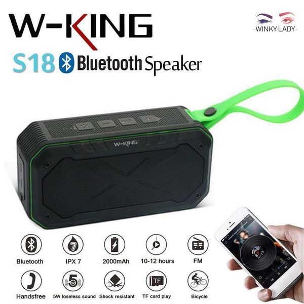 W-KING S18 Altavoz portátil para exteriores Impermeable a prueba de polvo a prueba de caídas Bluetooth Estéreo Altavoz de bicicleta con cordón de micrófono incorporado, tarjeta TF Subwoofer de bicicleta FM MP3