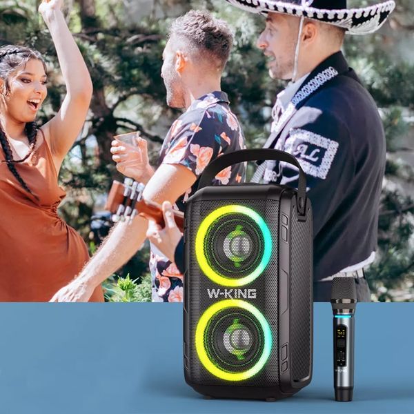 W-King T9 Famille Karaoke Party Colorful RGB Wireles Bluetooth En haut-parleur portable 80W High-Power TWS Stéréo Subwoofer Caixa de Som