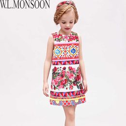 W.L.Moons Zoon Vestido Princesa Meisjes Jurk Zomer 2021 Merk Kinderjurken voor meisjes Kleding Rose Flower Princess Jurk Kostuums Q0716