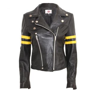 W048 veste en cuir de haute qualité femmes motard en cuir de vachette pressé Slim Fit manteau de moto Designer Punk scène en peau de mouton