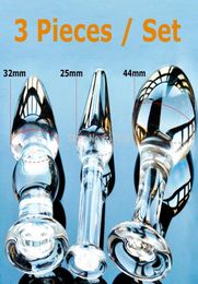 w1022 pas cher 3 pcs ensemble Pyrex Glass anal Butt bouchons perles Crystal Dildo Adult Toys Female Male Masturbation Produits pour les femmes M4317154