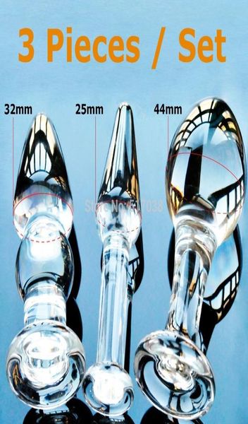 w1022 Pas cher 3 pièces ensemble Pyrex verre Anal godemichets perles cristal gode adulte jouets sexuels femme mâle produits de masturbation pour les femmes m5951340