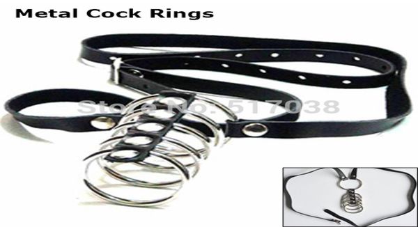 w1031 Anillos de metal de sujeción para pene de cuero para hombre, arnés, cinturón, juego sexual para adultos, productos fetiche para hombres6595565