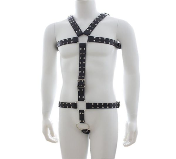 W1031 Nuevo arnés de pecho de cuero negro para hombre Bondage Sexy Gay Clubwear Straps9198440