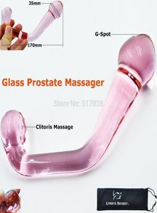 W1031 Pink Pyrex Glass G Spot Dildo Penis Crystal Prostate Massageur Anal Butt Plug Sex Toys Adult Masturbation Products for Women 7578976