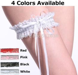 W1031 blanc noir rouge rose pas cher Mariage de mariée en dentelle sexy sur les jambes Garters Garters Set Leggings avec rubans Bows Rhin pour femmes8217244