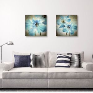 W108 Flores Impresiones en lienzo de pared sin marco para decoraciones del hogar 2 piezas