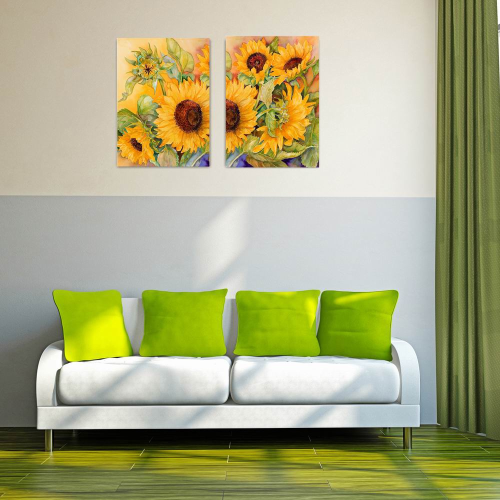 W139 Zonnebloemen Unframed Art Wall Canvas Prints voor Home Decoraties 2 stks
