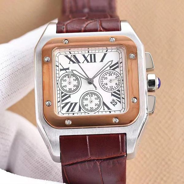 W20090X8 Top montres Hommes de haute qualité mode Clone AAA montre 39mm en acier inoxydable de luxe Bracelet en cuir avec veilleuse étanche verre saphir Spitzenuhr