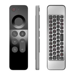 W3 Wireless Air Mouse Ultra-mince 2.4G IR Apprentissage Smart Voice Remote Control Avec Gyroscope Clavier Complet Pour Android Tv Box