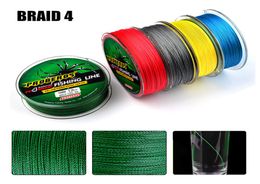 Ligne de pêche tressée W4 brins PE Spectra lignes rouge vert bleu jaune gris 8lb100lb 100m 4 tissages ligne tressée 7811015