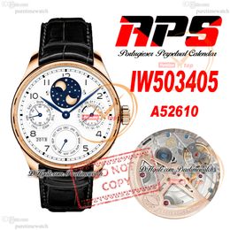 W503405 Calendrier perpétuel A52610 Automatic Mens Watch APSF Rose Gold White Dial Black Leather Strap Super Edition Reloj Hombre Puretimewatch Montre Homme Ptiw