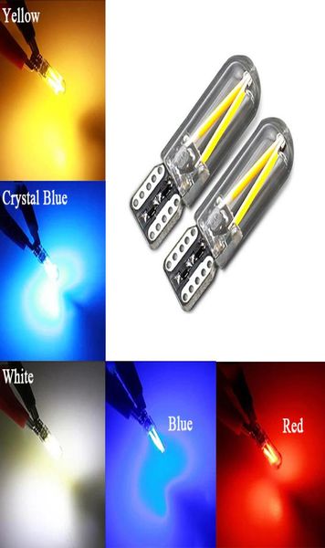 Ampoule led W5W T10 drl, éclairage intérieur de voiture, SMD 194 168 COB, lampe à Filament automobile en verre 12V, rouge blanc jaune cristal bleu, New8603416