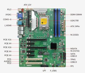 W680 12e/13e Core i3/i5/i7/i9 LGA1700 Desktop Server Xeon CPU IPC ATX Moederbord Industrieel moederbord ECC met 6*COM 2*LAN Raid