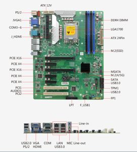 W680 Motherboard Chipset 12th / 13th Core i3 / i5 / i7 / i9 LGA1700 Desktop Server CPU IPC ATX Industrial Mainboard ECC avec 6 * com 2 * LAN RAID