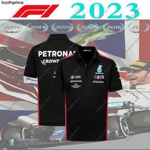 W6uj 2023 Formula One Men's Fashion Polo F1 Racing Team Petronas 2023 Motorsport Car Fans Sports Shirt Lapel Button Summer Quick Dry