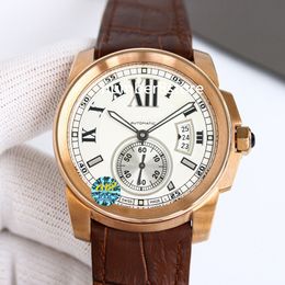 W7100039 Reloj para hombre Oro rosa Suizo Cal.1904-PS MC Movimiento automático Esfera blanca Cristal de zafiro Reloj de pulsera clásico de lujo 2 colores