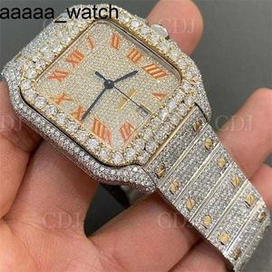 W753 Carters Diamonds horloge tweekleurige luxe aanpassen Iced Out Vvs Moissanite hiphop mechanisch roestvrij stalen pols buste naar beneden Watchapomh10rqjm03ao3 cy