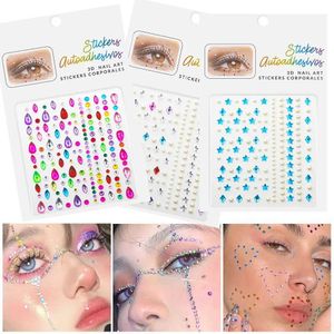 W7yd Tattoo Transfer Makeup Diamond Eyes Face Festival Festival DIY Body Crystal Gems Tattoo Adhésif Rhingestone Nail Art Decoration ACRYLIC FEETHADOW Sticker 240427