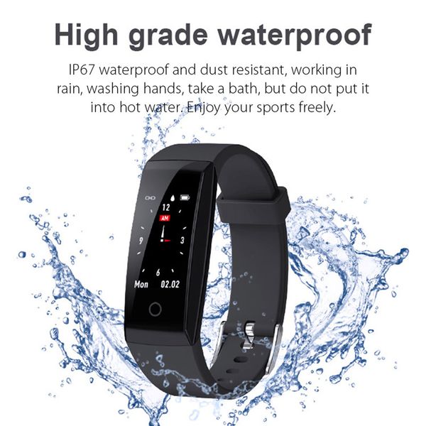 W8 OTA Moniteur de fréquence cardiaque automatique Bracelet intelligent Podomètre Tracker Montre intelligente Écran couleur Montre-bracelet intelligente pour iPhone iOS Téléphone Android