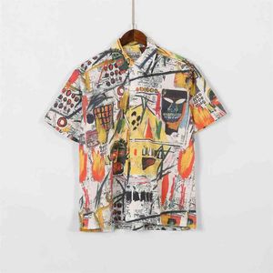 WACKO MARIA X BASQUIAT 1:1 Haute Qualité Graffiti Imprimer Chemise Hawaïenne Chemises Homme Vêtements Homme Chemise Femme Top Femme B0TC