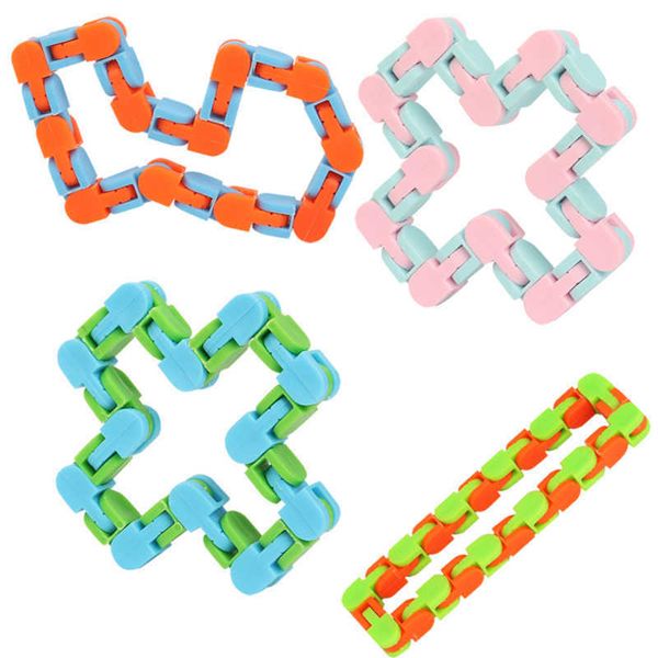 Wacky Tracks Snap Click Fidget Juguetes para niños 24 enlaces Serpiente Rompecabezas Juegos de viaje AÑADIR TDAH DIY Desarrollo Juguete Dedo Estrés Cubo sensorial Juguetes