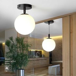 WADBTY nordique minimaliste moderne rond boule de verre couloir créatif salon lumières plafonnier 0209