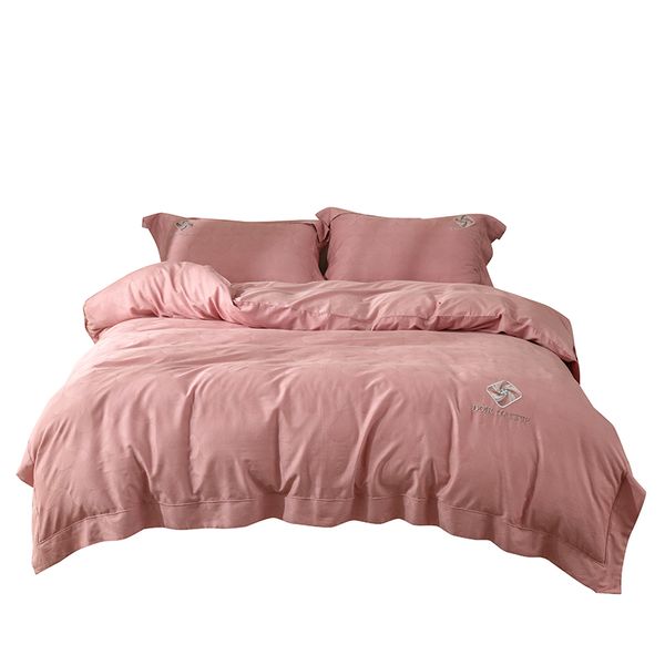 Ensemble de quatre pièces pour lit gaufré, housse de couette emmêlée, vente en gros, ensemble de quatre pièces, drap de lit de couleur unie, meilleure qualité