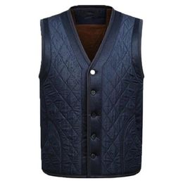 Waidx Vest Heren Mouwloos Fleecejack Heren Warme Winter Dikke Mannelijke Vesten Oude Mannen Losse Blauwe Warme Gilet Chaleco Drops265s