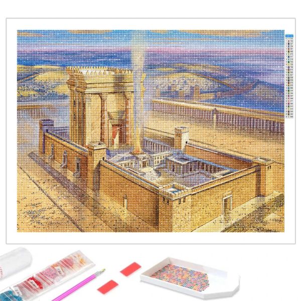 Mur de lamentèle Jérusalem Diamond Painting 5d Kit de forage complet Croix de croix diamant mosaïque Jewish Christianity Decor Home Decon DIY Gift