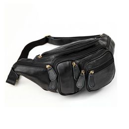 Sac de taille hommes en cuir véritable grand voyage Fanny Packs mâle ceinture Bum hommes téléphone pochette sac