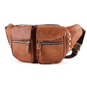 Sac de taille Design Original pour hommes en cuir véritable Fanny Packs mâle unique épaule hanche Bum ceinture