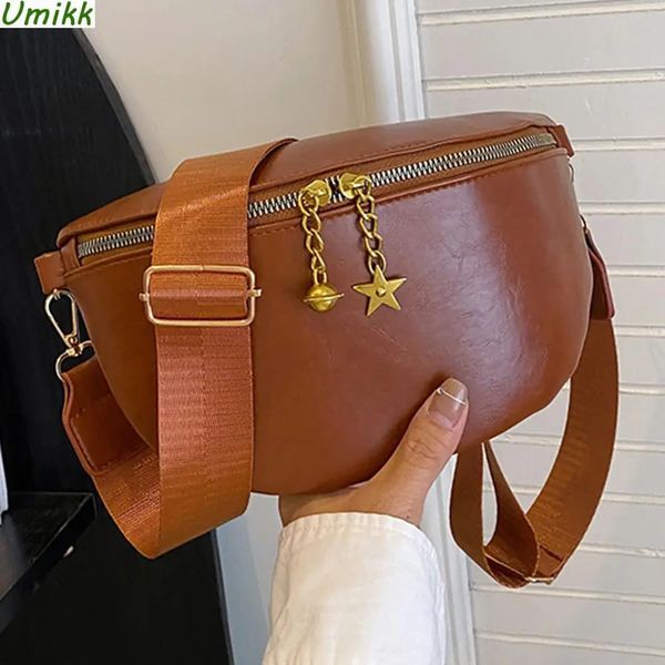 Sac de taille s Vintage sac de poitrine en cuir PU Fanny Pack Simple couleur unie fronde épaule banane Packs rétro sacoche 231216