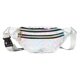 Taillezakken 1PC Holografische Fanny Pack Hologram Bag Laser Pu Beach Travel Banaan Hip Bum Zip Dames Girl Chest 221208