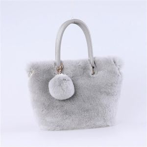 Taillezakken 2021 Brand Women Winter Echte Rex Raabit Fur Schoudertas Grote Tote Koppeling Tas handbag274RR