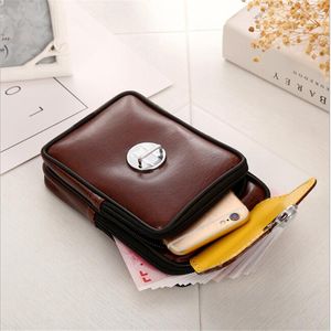 Taillezakken 2023 PU Leather Vintage Packs Purse Men Travel Fanny Pack Belt Loops Hip Bum Tas Wallet Mobiele telefoon Zakje