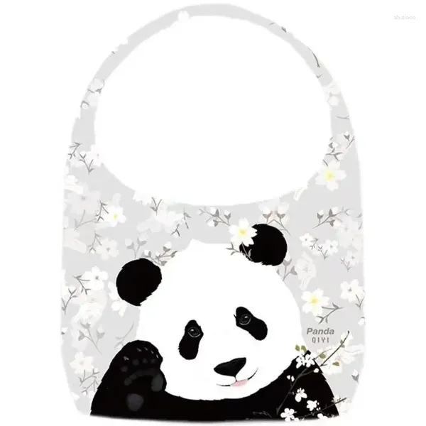 Sacs de taille 2024 Panda géant original sac à bandoulière en toile mignon dessin animé d'été avec de petites fleurs et des motifs en sergé