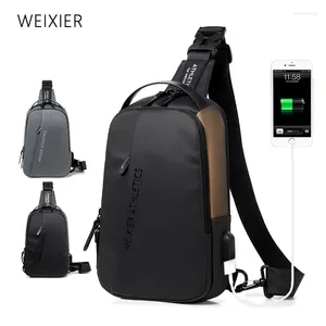 Sacs de taille 2024 Sac à bandoulière pour hommes de loisirs diagonaux Sports Sports portables Poitrine rechargeable USB Petit sac à dos