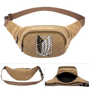 Sacs de taille Attaque d'anime sur Titan Scouting Legion Canvas Pack Sac Pouche Belt Travel Hip Casual Fanny Money Téléphone 230906