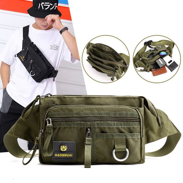 Sacs de taille Anti-vol argent poche téléphone poitrine sac fermeture éclair imperméable à l'eau en Nylon hommes taille ceinture sacs sac à bandoulière femmes Bum sac Fanny Packs mâle 230907