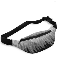 Sacs de taille Automne Forêt Arbre Noir Blanc Pour Femmes Homme Voyage Épaule Bandoulière Poitrine Étanche Fanny Pack