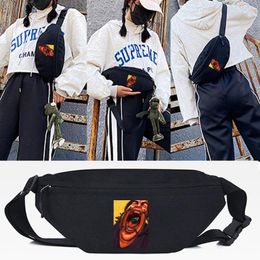 Riñoneras, riñonera, riñonera para hombre y mujer, bandolera deportiva, billetera de viaje para teléfono, moda con estampado de boca abierta, bolsos de hombro informales