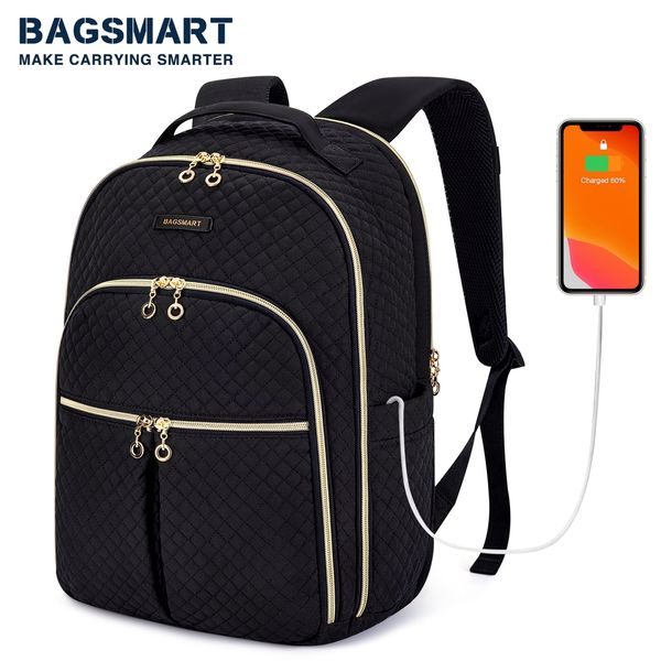 Sacs de taille BAGSMART sacs à dos pour ordinateur portable pour femmes 15 6 pouces sac d'école pour ordinateur portable rechargeable travail collège voyage voyage d'affaires 230703