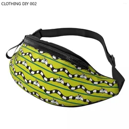 Bolsas de cintura Beetlejuice Sandworm Fanny Pack Hombres Mujeres Moda Tim Burton Película Bolso cruzado para senderismo Teléfono Bolsa de dinero