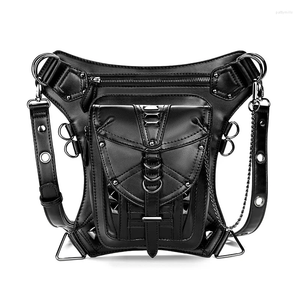 Bolsas de cintura Black PU Cuero Mujer Bolsa de pierna Steampunk Muslo Hip Holster Monedero Monedero Cinturón de bolsillo S Girl Cross Body Hombro